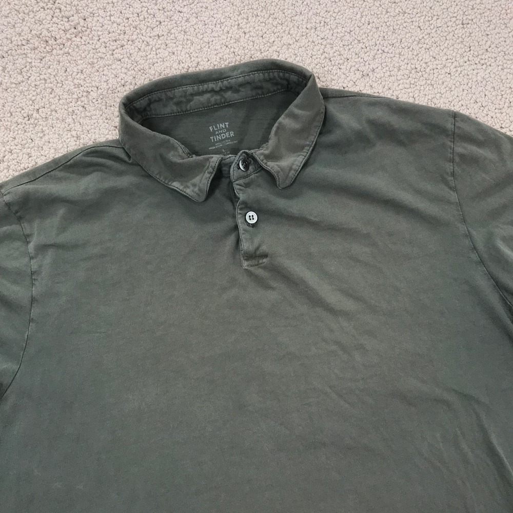 Flint and Tinder Mens Large Olive Green Short‎ Sleeve Polo Shirt Made in USA